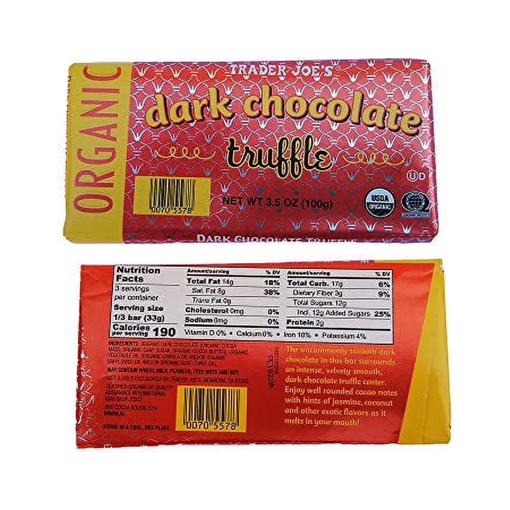 Organic Dark Chocolate 3 Bars 3.5 Oz O646265
