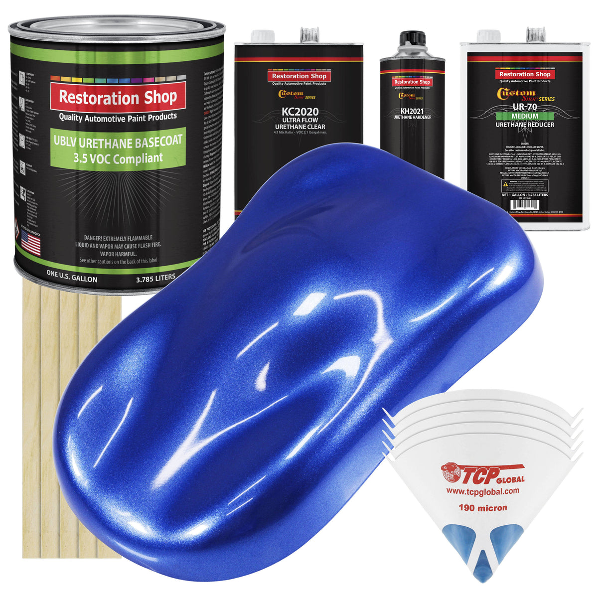 Cobalt Blue Firemist Low VOC Urethane Basecoat Clearcoat Car Paint Complete Medium Gallon Kit C2159