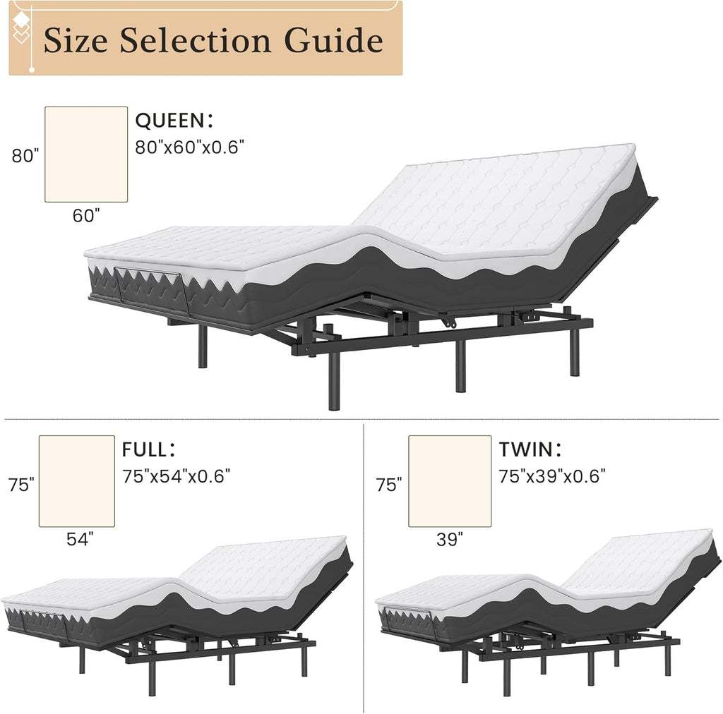 Adjustable Bed Frame with Wireless Remote and Zero Gravity Queen Size W674858