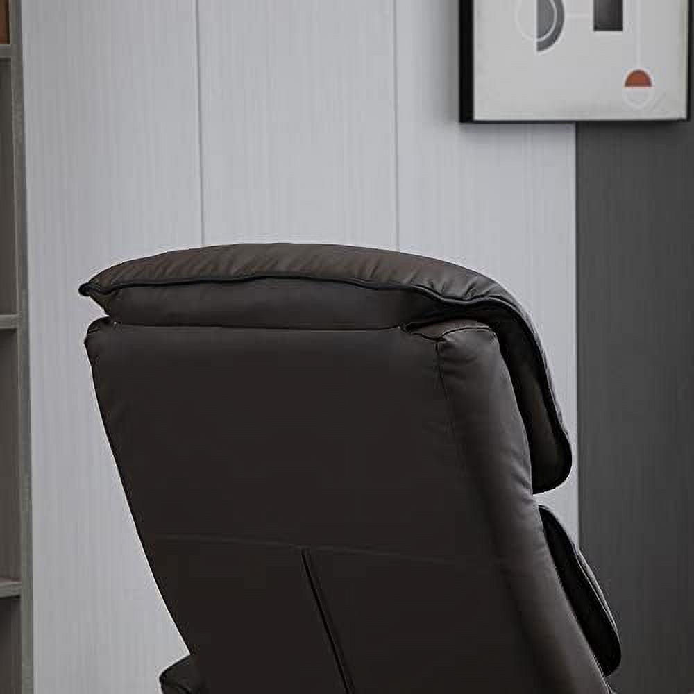 Cream White PU Leather Swivel Recliner Chair with Ottoman T7724