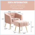 Pink Velvet Armchair with Ottoman Set O112358