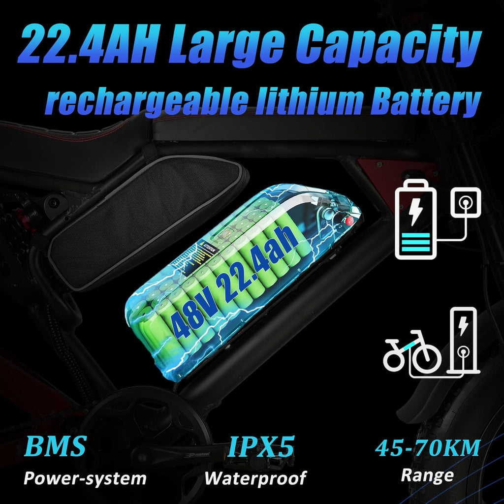 Fat Tire Electric Bike 2000W Dual Motor 20inch 48v 22.4ah F57936