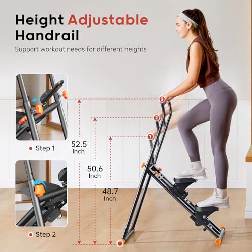 Foldable Stair Stepper Machine with Adjustable Handlebar & Pedals O472
