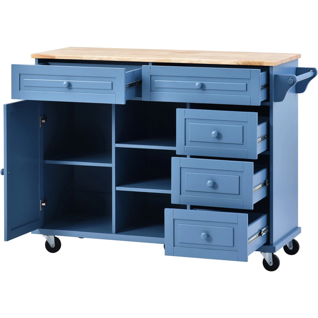 Mobile Kitchen Island Cart with Doors Drawers S7378