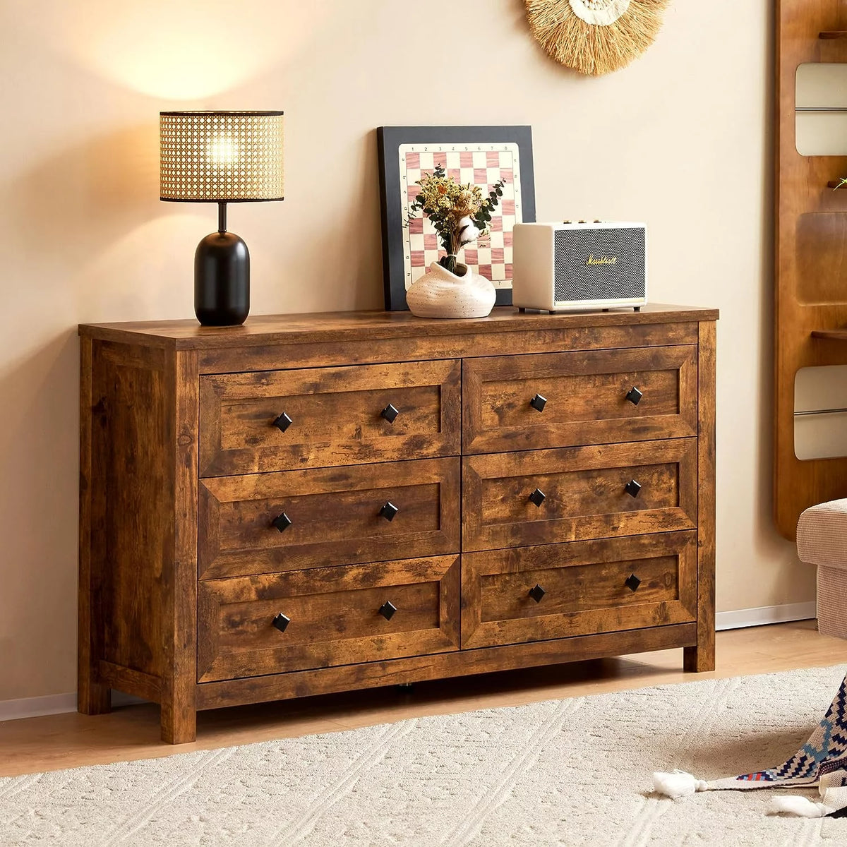 6 Drawer Farmhouse Wood Dresser Q644794