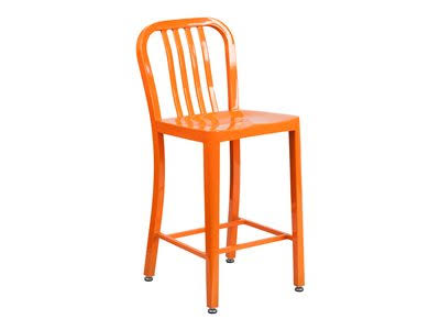 2 Pack 24x22 Orange Metal Counter Height Stool V597