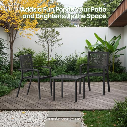Peacock Blue Stackable Bistro Set with 2 Chairs and 1 Coffee Table Z2074