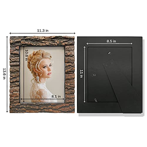 8x10 Rustic Wood Picture Frame with Real Bark L2626