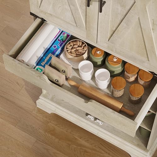 9 Shelves 4 Barn Doors Kitchen Pantry Cabinet V8781