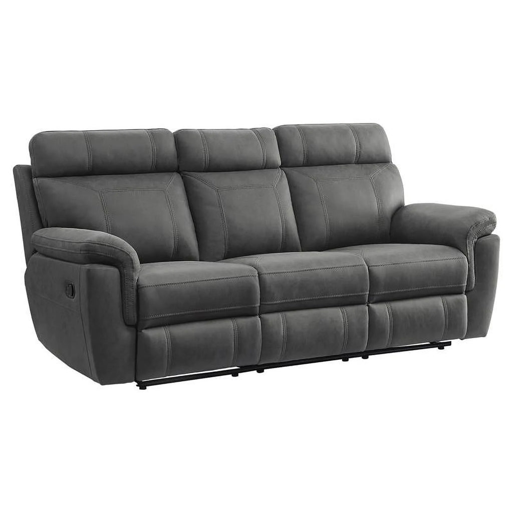 Microfiber Double Reclining Sofa with Cup Holders in Gray W808