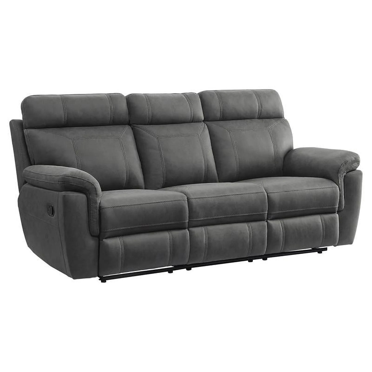 Microfiber Double Reclining Sofa with Cup Holders in Gray W808