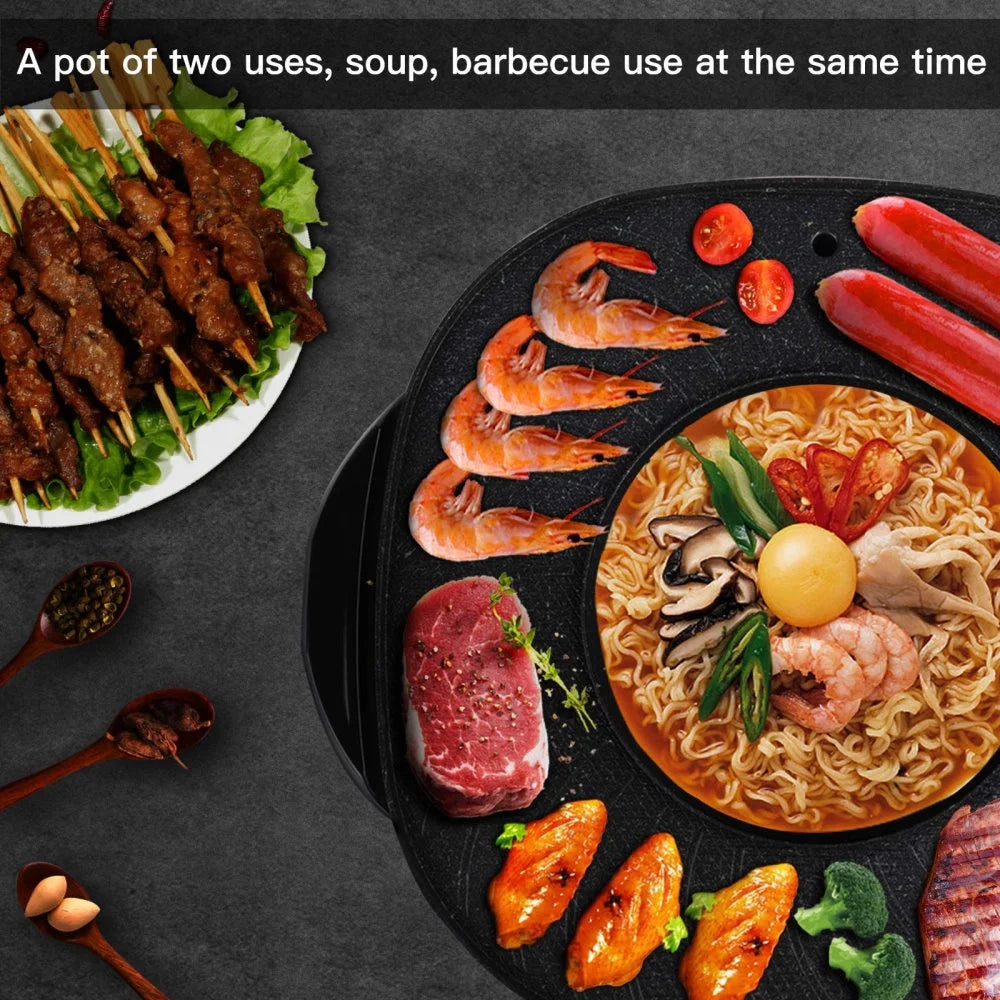 Electric Hot Pot with Square Smokeless BBQ Grill and Electric Baking Tray C41455