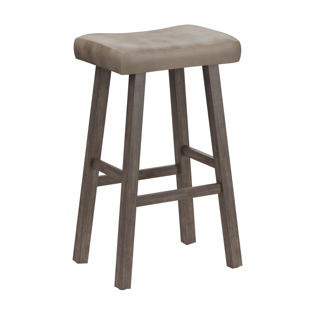Rustic Gray Wood Backless Bar Height Stool X51486