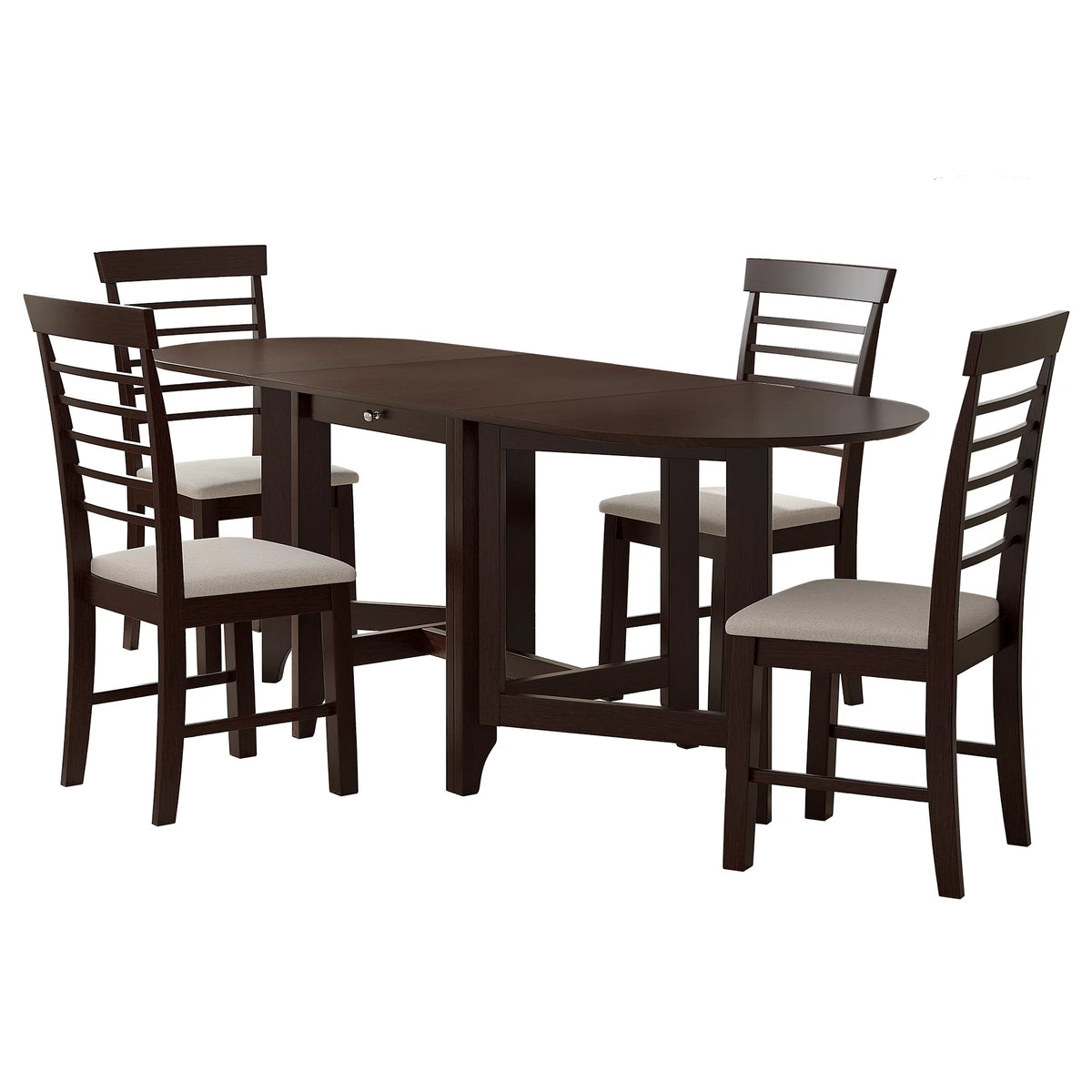 5 Piece Extendable Rubber Wood Dining Table and Chairs Set K60291