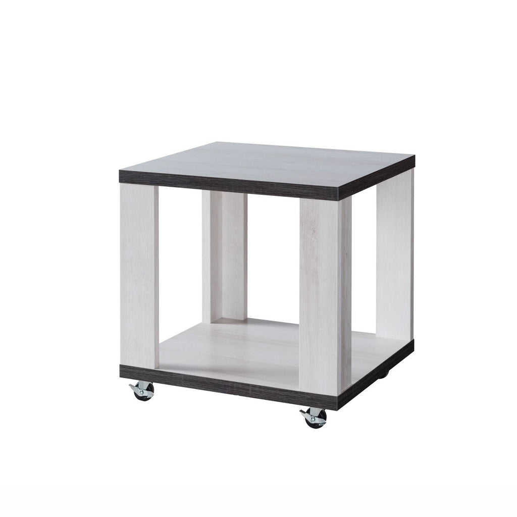 White and Gray MDF End Table with Wooden Open Bottom Shelf X572135
