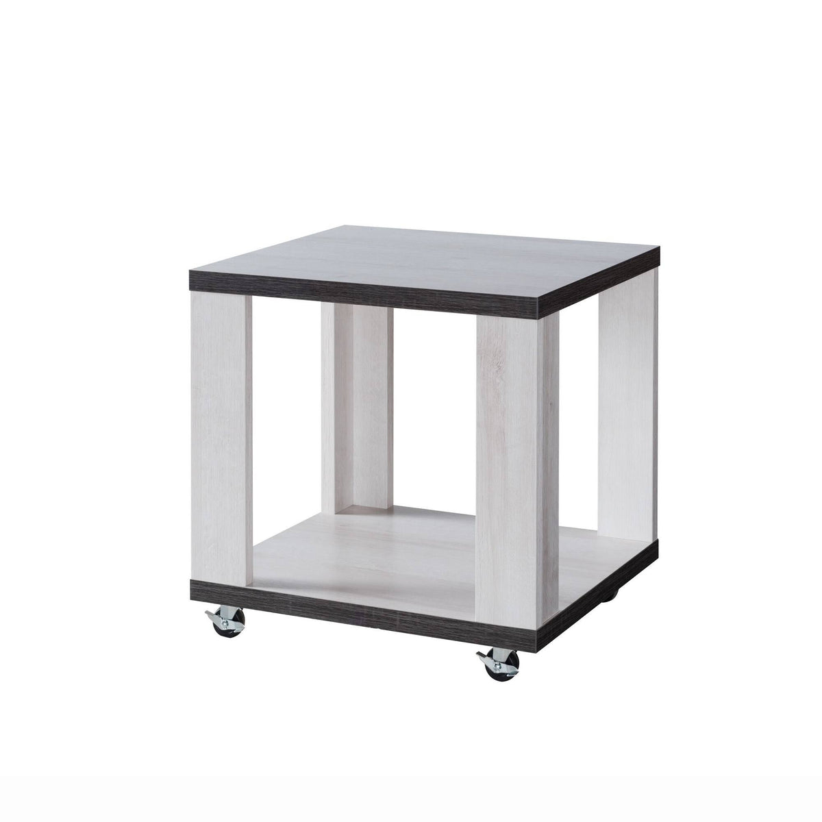 White and Gray MDF End Table with Wooden Open Bottom Shelf X572135