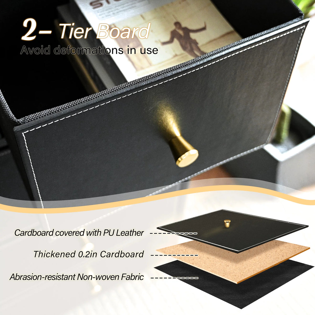 Black 3 Drawer Fabric Dresser Q845