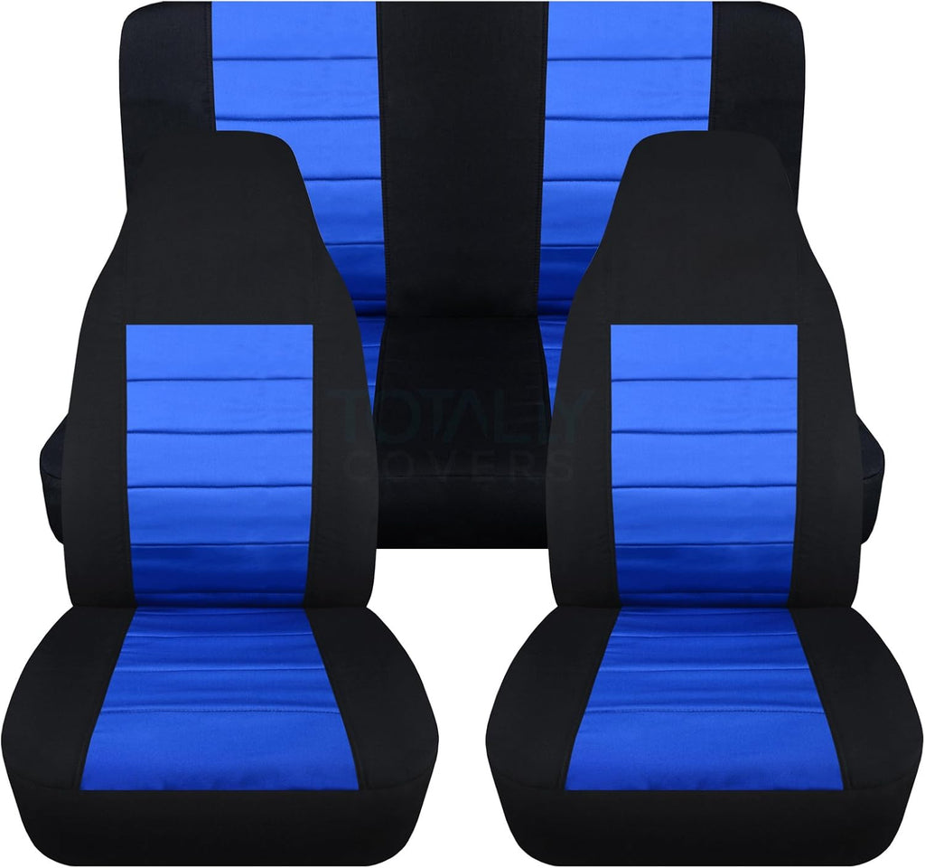 Black & Purple Full Set Front & Rear Seat Covers for 2-Door Jeep Wrangler TJ M876
