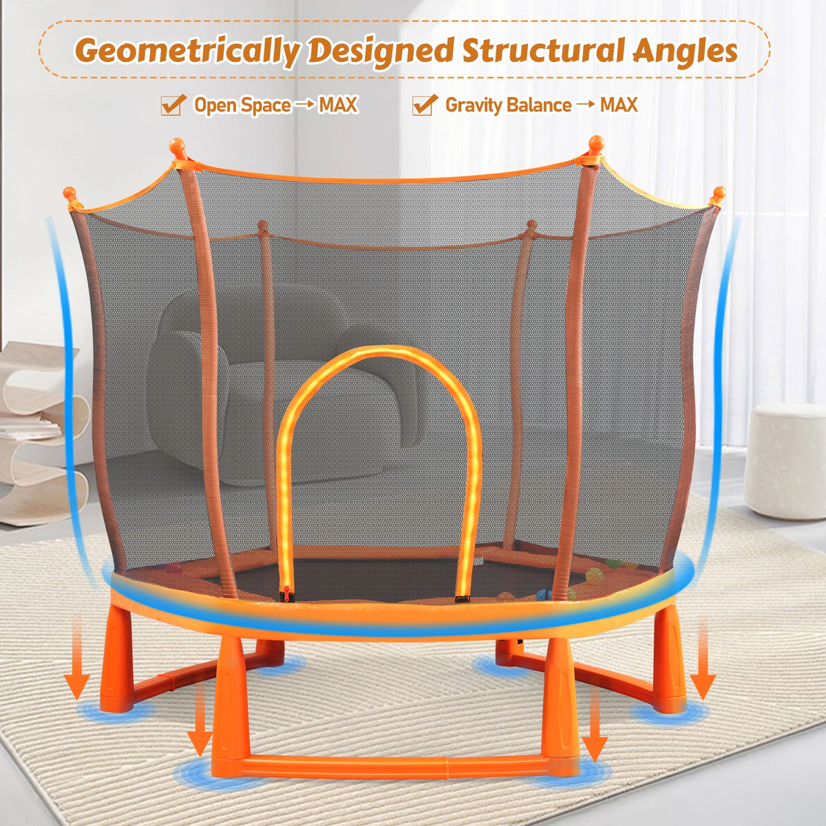 Toddlers Trampoline with Safety Enclosure Net and Ball Pit R69151