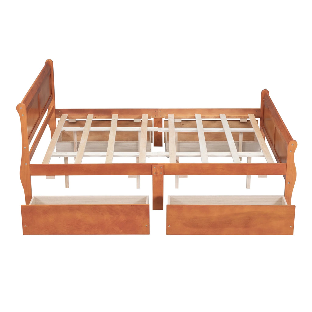 Queen Size Wood Platform Bed with 4 Drawers S6573