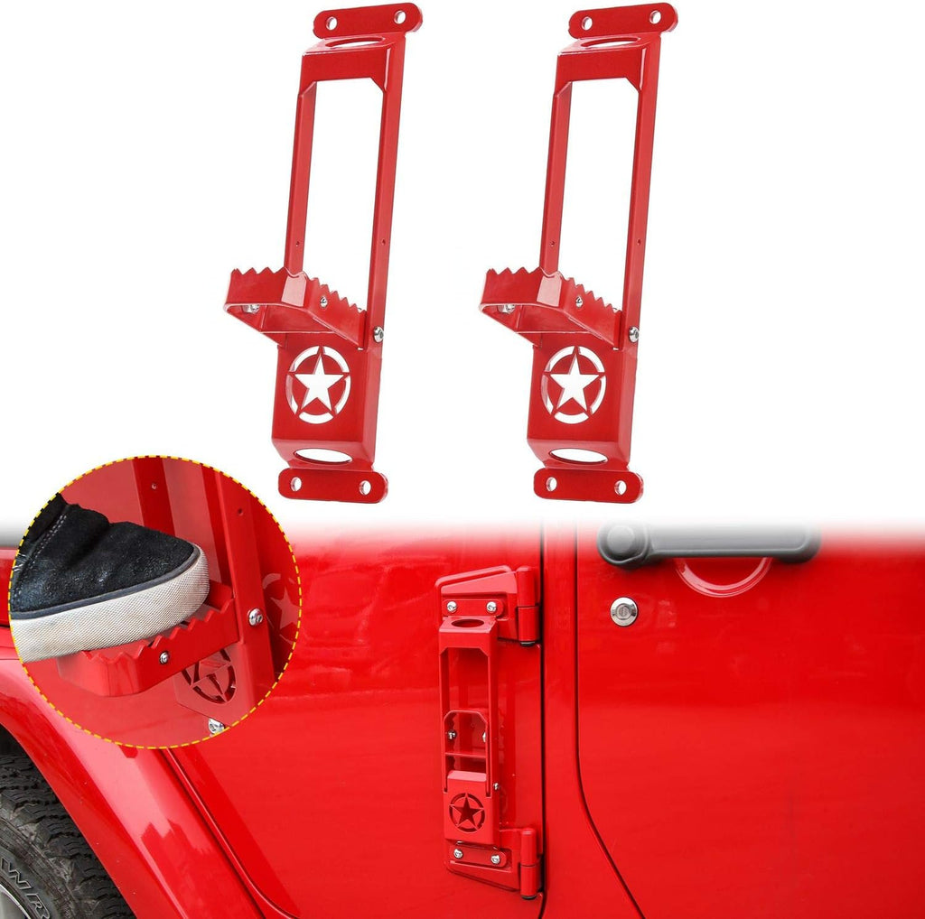 Black Foldable Door Hinge Step Foot Peg, Pack of 2 I777