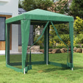 Green 6.6'x6.6' HDPE Party Tent with 4 Mesh Sidewalls B8117