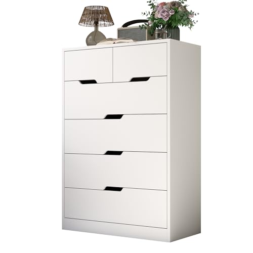 White 6 Drawer Wood Dresser S960168