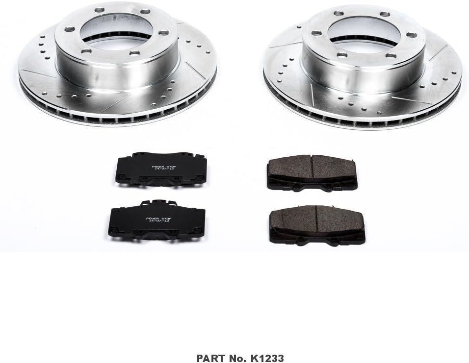 Front Z23 Carbon Fiber Brake Pads with Drilled & Slotted Brake Rotors Kit T2262