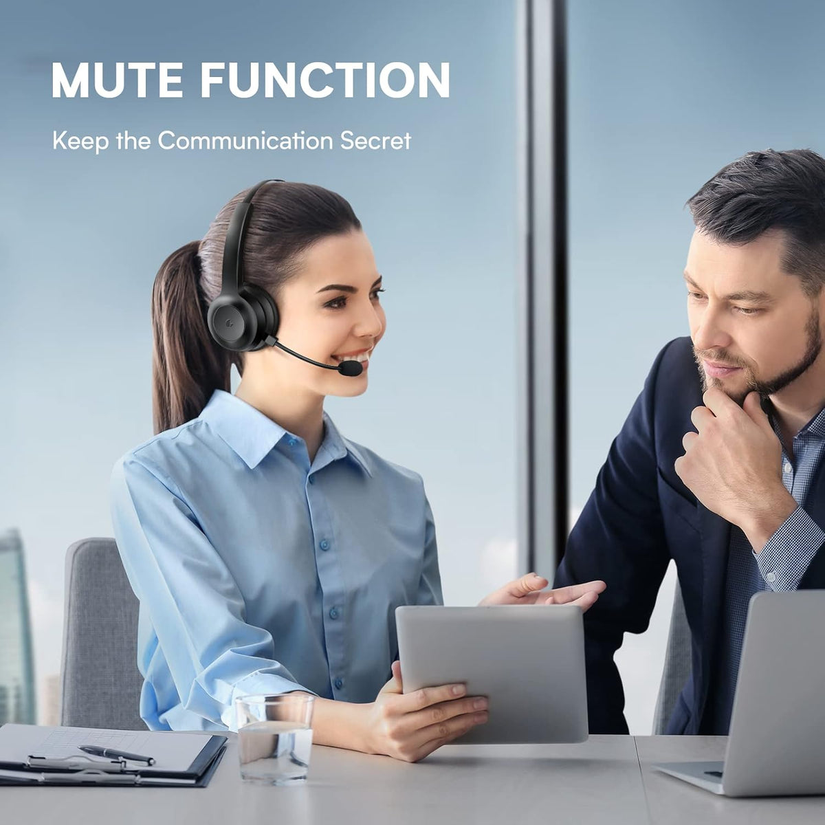 Bluetooth Headset with Microphone & AI Noise Cancelling Q9703