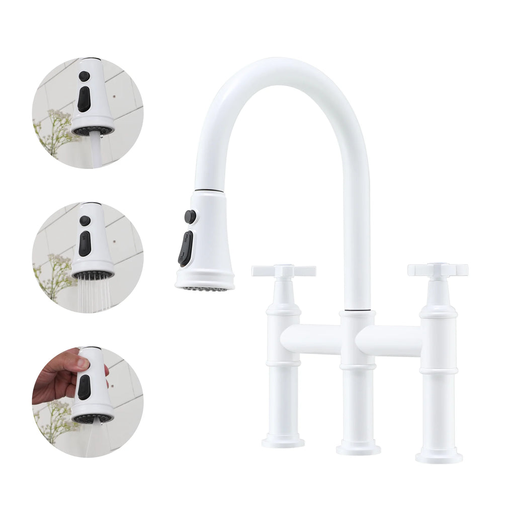 Bridge Kitchen Faucet with Pull Down Sprayer C217