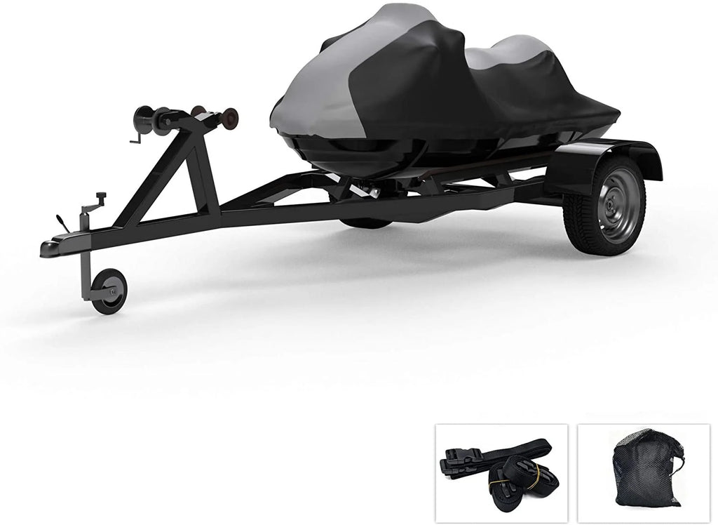 Gray/Black All Weather Trailerable Jet Ski Covers with Trailer Straps and Storage Bag G635591