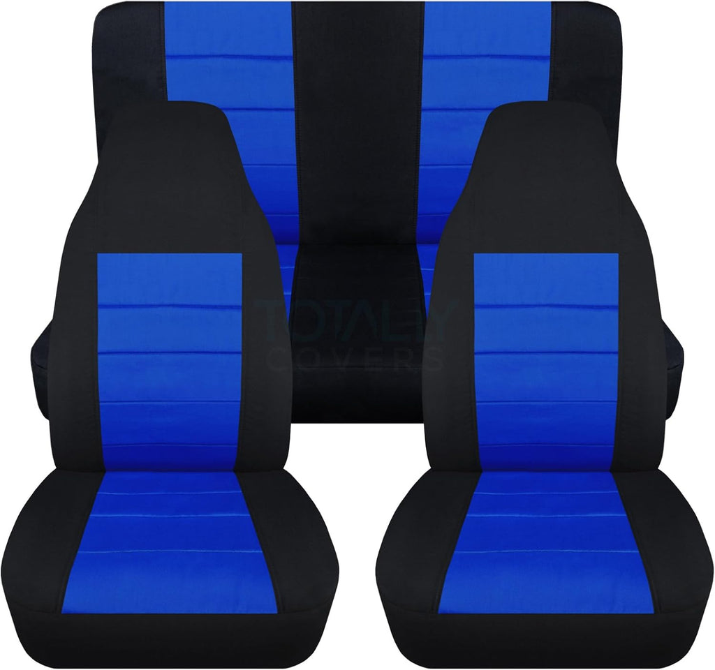 Black & Purple Full Set Front & Rear Seat Covers for 2-Door Jeep Wrangler TJ M876