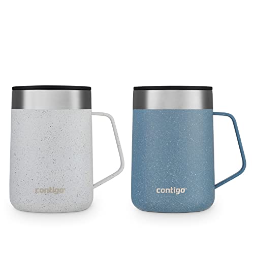 14oz Stainless Steel Vacuum-Insulated Mug with Handle and Splash-Proof Lid K1702