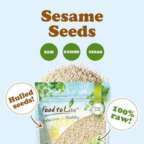 Hulled White Sesame Seeds, 1 Pound, Non-GMO, Kosher, Vegan, Unroasted, Bulk X397
