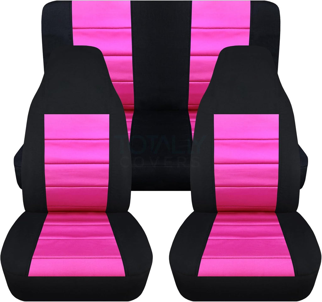 Black & Purple Full Set Front & Rear Seat Covers for 2-Door Jeep Wrangler TJ M876