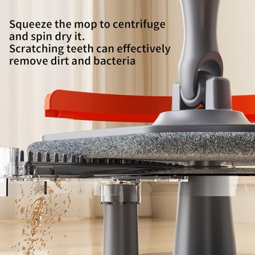 Spin Mop and Bucket Set with Separate Dirty and Clean Water, 2 Replaceable Mop Pads O6397