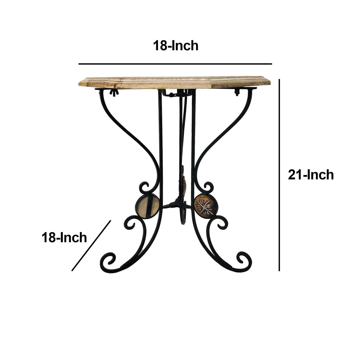 Octagonal Mango Wood Table with Scrolled Foldable Legs A500954