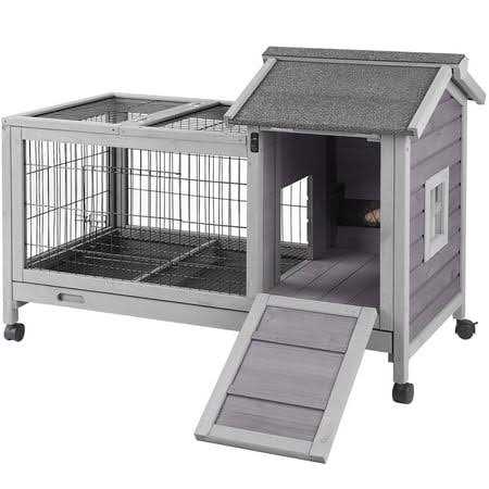Rabbit Hutch Bunny Cage Guinea Pig House with Wheels G741