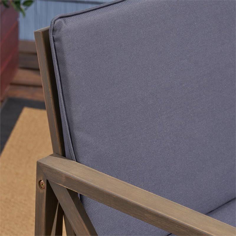 Gray Acacia Wood Outdoor Loveseat and Coffee Table Z378