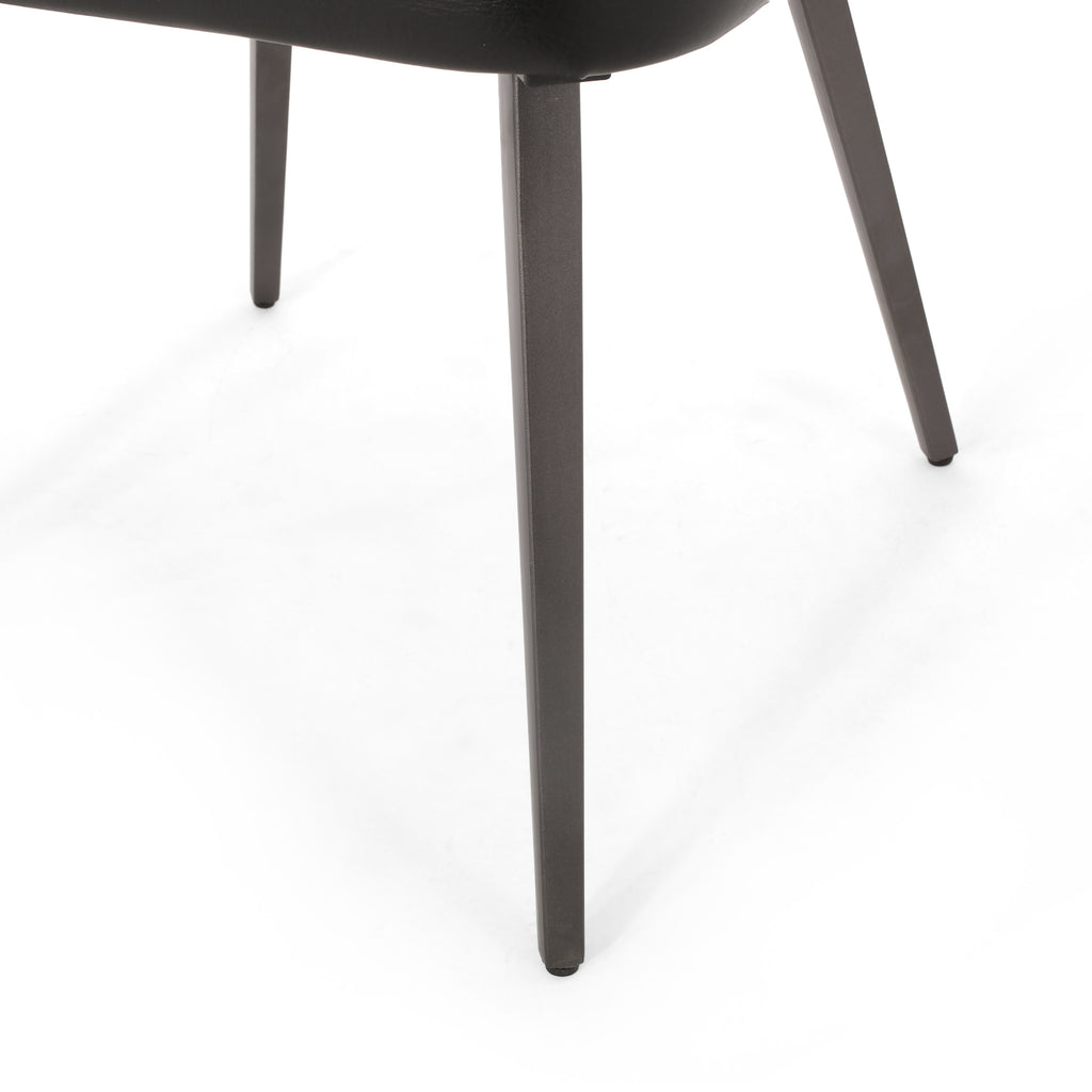 7 Piece Faux Leather Metal Wood Dining Set J4648