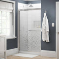 Semi-Frameless Sliding Shower Door in Chrome with Mozaic Glass V97558
