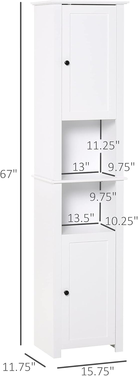 White Freestanding Bathroom Storage Cabinet with 2 Cupboards K5961