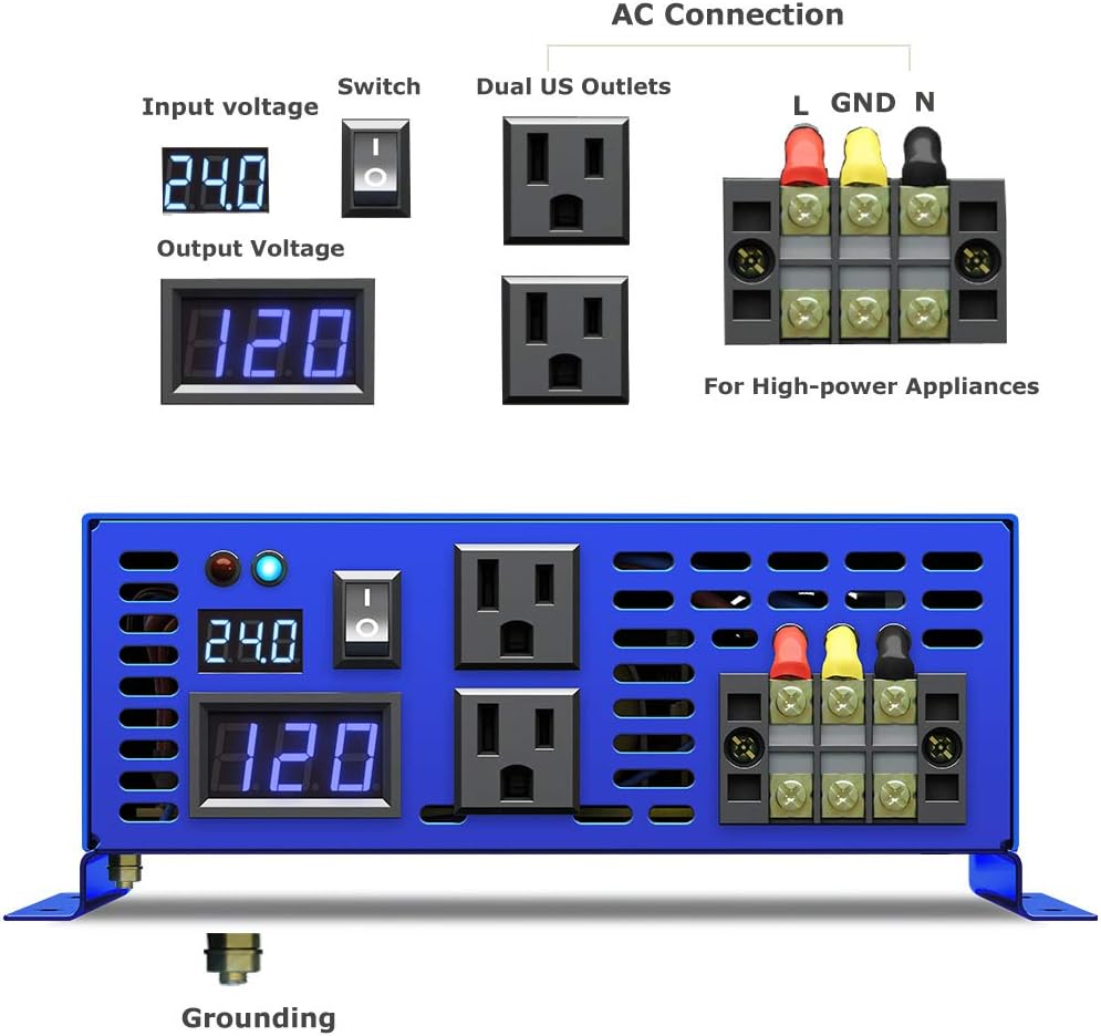 Pure Sine Wave Power Inverter 3000W 24V DC to AC 110V G800