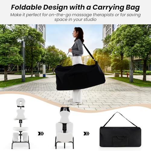 White Portable Massage Chair with Carrying Bag W454