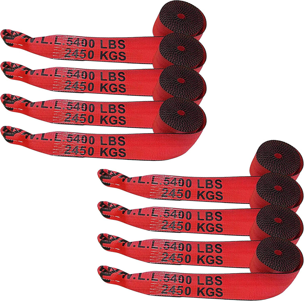 4 Pack Red Heavy Duty Winch Strap Tie Down L6771