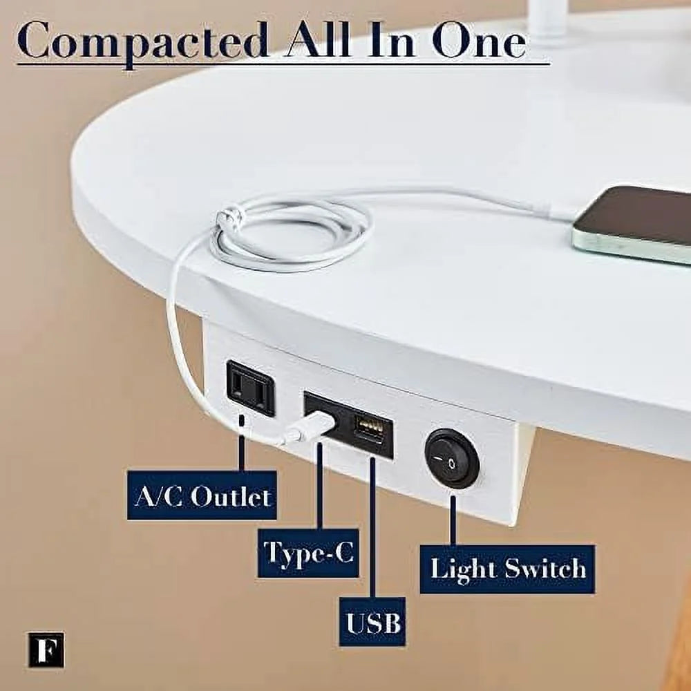 39" Mid Century Desk with USB Charging Station X6797