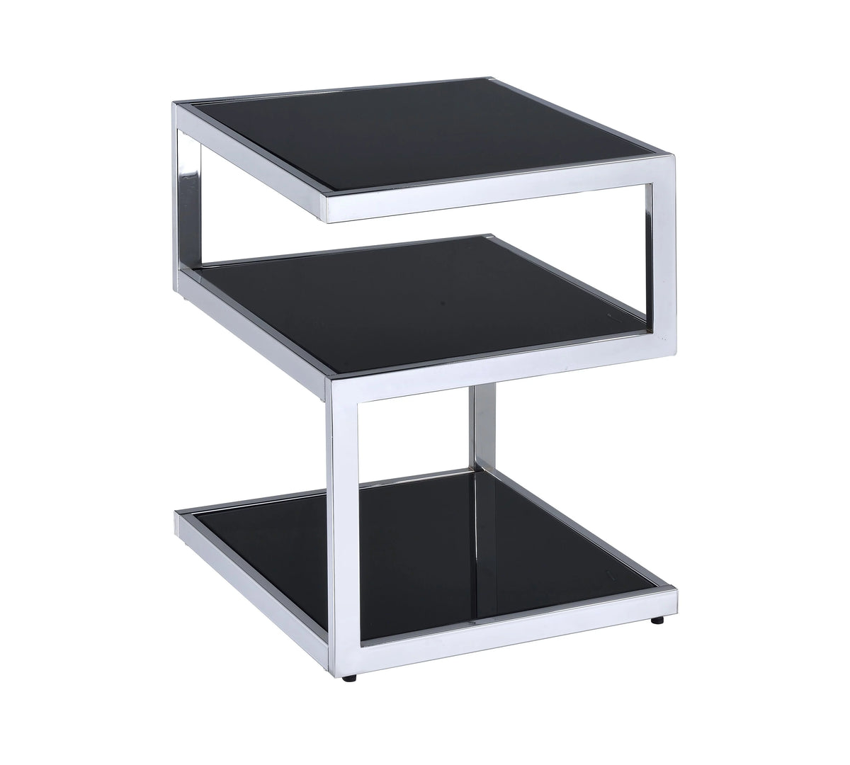 Side Table in Chrome & Black Glass W3706