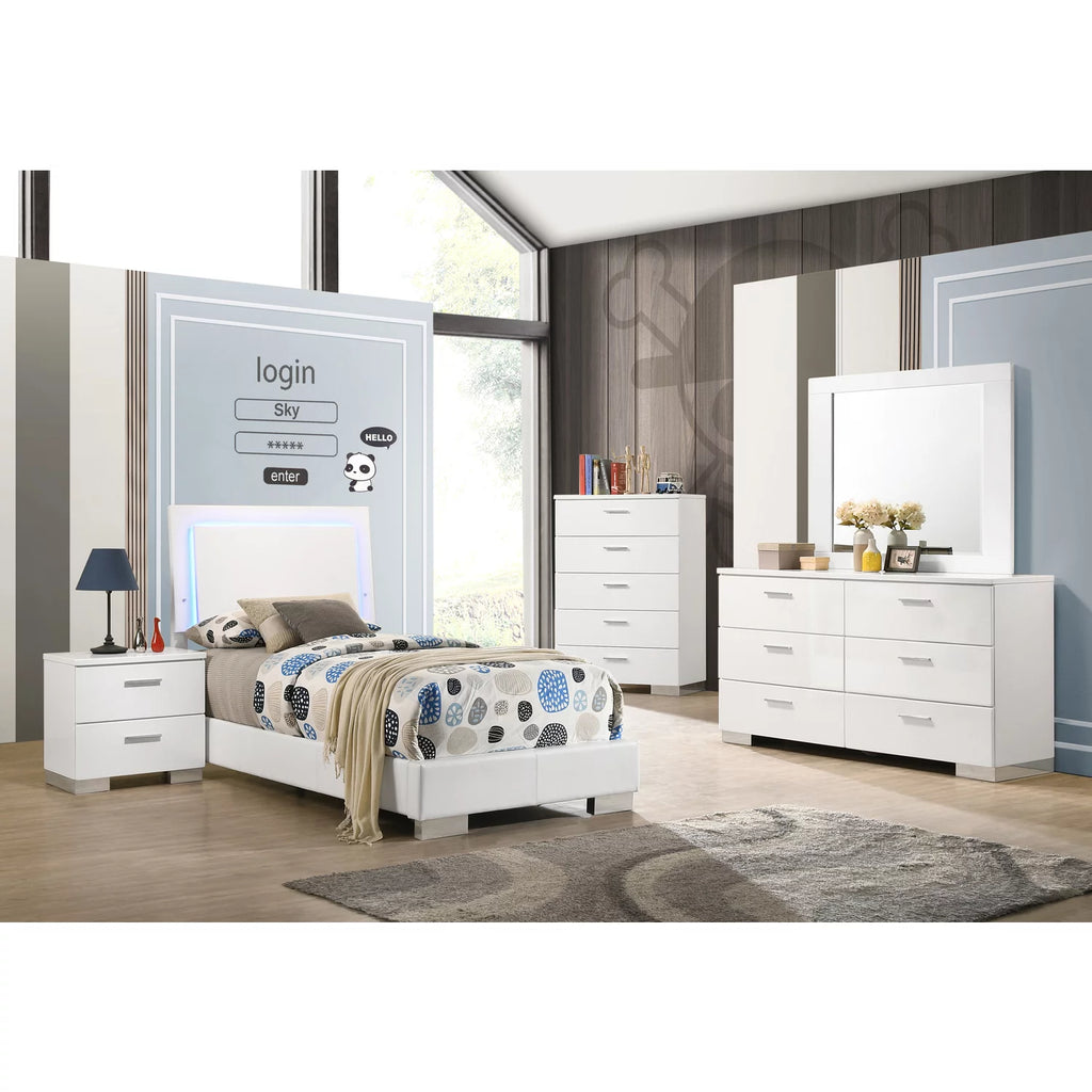 5-Piece Faux Leather Twin Bedroom Set K3626