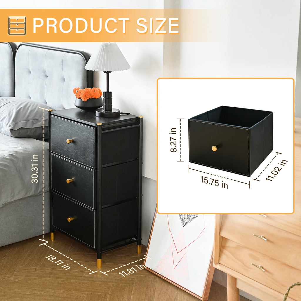 Black 3 Drawer Fabric Dresser Q845
