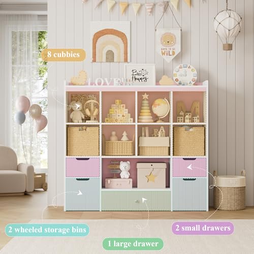 48" W Kids Toy Storage Organizer with Removable Bins and Drawers, Grey E479